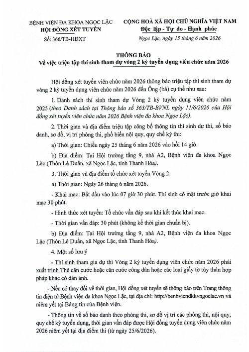 Th&ocirc;ng b&aacute;o triệu tập th&iacute; sinh dự v&ograve;ng 2 kỳ x&eacute;t tuyển vi&ecirc;n chức năm 2026-h&igrave;nh ảnh-0.jpg